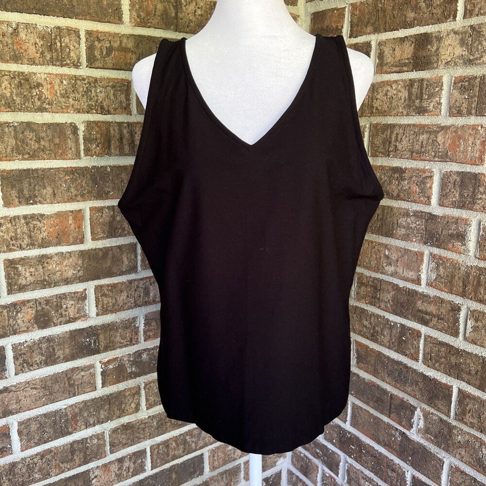 Eileen Fisher Black Tank Top V Neck XL Relaxed Casual Capsule Shell